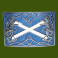 Highland Saltire Blue Enamel Chrome Mens Stylish Pewter Kilt Belt Buckle