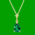 Green Emerald Pear Cut Teardrop Ladies 14K Yellow Gold Pendant
