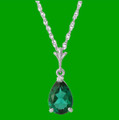 Green Emerald Pear Cut Teardrop Ladies 14K White Gold Pendant