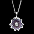 Scottish Primrose Flower Enamel Small Sterling Silver Pendant