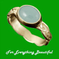 Muckle Roe Celtic Aquamarine Ladies 18K Yellow Gold Band Ring Sizes R-Z