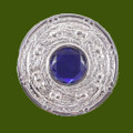 Scotland Thistle Blue Glass Stone Chrome Finish Stylish Pewter Plaid Brooch