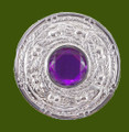 Scotland Thistle Purple Glass Stone Chrome Finish Stylish Pewter Plaid Brooch