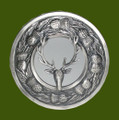 Proud Stag Thistle Round Antique Silver Finish Stylish Pewter Plaid Brooch
