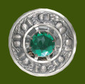 Scottish Thistle Green Glass Stone Antique Finish Stylish Pewter Plaid Brooch
