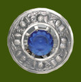 Scottish Thistle Blue Glass Stone Antique Finish Stylish Pewter Plaid Brooch
