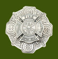 Fire Department Antique Silver Finish Stylish Pewter Plaid Brooch