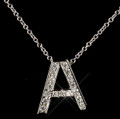 A Initial Letter Monogram Cubic Zirconia Crystal Sterling Silver Necklace 
