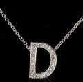 D Initial Letter Monogram Cubic Zirconia Crystal Sterling Silver Necklace 