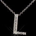 L Initial Letter Monogram Cubic Zirconia Crystal Sterling Silver Necklace 