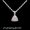 Mother Of Pearl Triangular Celtic Trinity Knot Sterling Silver Pendant