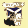 Scotland Saltire Flag Two Dogs Enamel Badge Lapel Pin Set x 3