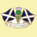 Scotland Double Saltire Flags Thistle Enamel Badge Lapel Pin Set x 3