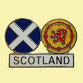 Scotland Saltire And Lion Rampant Round Flags Enamel Badge Lapel Pin Set x 3