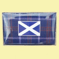 Blue Tartan Saltire Flag Rectangular Enamel Badge Lapel Pin Set x 3
