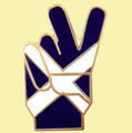 Victory Sign Hand Saltire Enamel Badge Lapel Pin Set x 3
