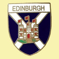 Edinburgh Castle Saltire Flag Shield Enamel Badge Lapel Pin Set x 3