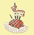 Scotland Bagpipe Themed Enamel Badge Lapel Pin Set x 3