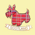 Scotland Red Tartan Scottish Dog Enamel Badge Lapel Pin Set x 3