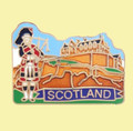 Scotland Edinburgh Castle Bagpiper Enamel Badge Lapel Pin Set x 3
