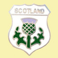 Scotland Thistle Flower White Shield Small Enamel Badge Lapel Pin Set x 3