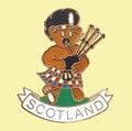 Scotland Teddy Bear Kiltie Figure Enamel Badge Lapel Pin Set x 3