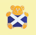 Scotland Saltire Flag Teddy Bear Enamel Badge Lapel Pin Set x 3
