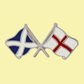 Saltire England Crossed Country Flags Friendship Enamel Lapel Pin Set x 3