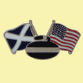 Saltire United States Curling Crossed Country Flags Friendship Enamel Lapel Pin Set x 3