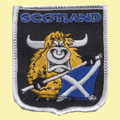 Scotland Muckle Coo Saltire Flag Shield Embroidered Cloth Patch Set x 3