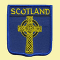 Scotland Celtic Cross Blue Shield Embroidered Cloth Patch Set x 3
