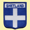 Shetland Island Flag Blue Shield Embroidered Cloth Patch Set x 3