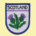 Scotland Thistle Flowers White Shield Embroidered Cloth Patch Set x 3