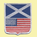 Saltire United States Flags Shield Friendship Embroidered Cloth Patch Set x 3