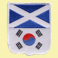 Saltire South Korea Flags Shield Friendship Embroidered Cloth Patch Set x 3