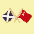 Saltire Soviet Union Crossed Country Flags Friendship Enamel Lapel Pin Set x 3