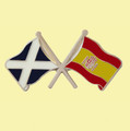Saltire Spain Crossed Country Flags Friendship Enamel Lapel Pin Set x 3
