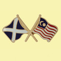 Saltire Malaysia Crossed Country Flags Friendship Enamel Lapel Pin Set x 3