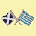 Saltire Greece Crossed Country Flags Friendship Enamel Lapel Pin Set x 3