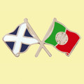 Saltire Portugal Crossed Country Flags Friendship Enamel Lapel Pin Set x 3