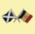 Saltire Moldova Crossed Country Flags Friendship Enamel Lapel Pin Set x 3