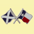 Saltire Texas Crossed Flags Friendship Enamel Lapel Pin Set x 3
