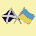 Saltire Ukraine Crossed Country Flags Friendship Enamel Lapel Pin Set x 3