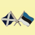 Saltire Estonia Crossed Country Flags Friendship Enamel Lapel Pin Set x 3