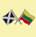 Saltire Lithuania Crossed Country Flags Friendship Enamel Lapel Pin Set x 3