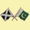 Saltire Pakistan Crossed Country Flags Friendship Enamel Lapel Pin Set x 3