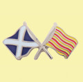 Saltire Catalonia Crossed Country Flags Friendship Enamel Lapel Pin Set x 3