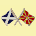 Saltire Macedonia Crossed Country Flags Friendship Enamel Lapel Pin Set x 3