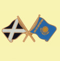 Saltire Kazakhstan Crossed Country Flags Friendship Enamel Lapel Pin Set x 3