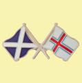 Saltire The Faroes Crossed Country Flags Friendship Enamel Lapel Pin Set x 3